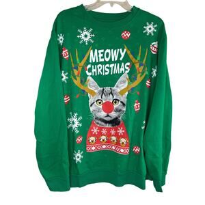 Meowy Christmas cat sweatshirt, size 2XL, EUC